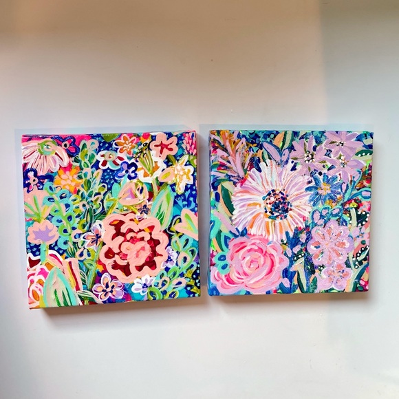 SOLD Original Art - Acrylic Contemporary Painting, Flowers, Garden/Surf Vibes - Picture 13 of 13